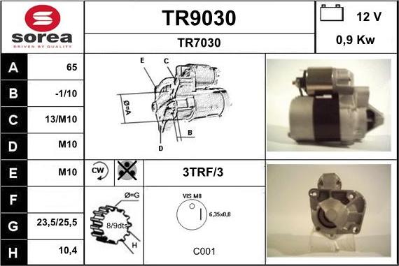 SNRA TR9030 - Стартер autozip.com.ua