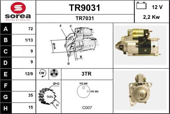 SNRA TR9031 - Стартер autozip.com.ua