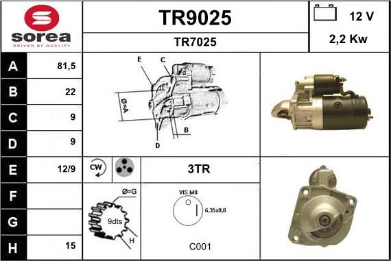 SNRA TR9025 - Стартер autozip.com.ua