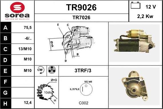 SNRA TR9026 - Стартер autozip.com.ua