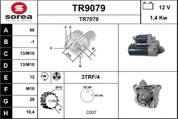 SNRA TR9079 - Стартер autozip.com.ua