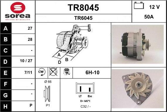 SNRA TR8045 - Генератор autozip.com.ua
