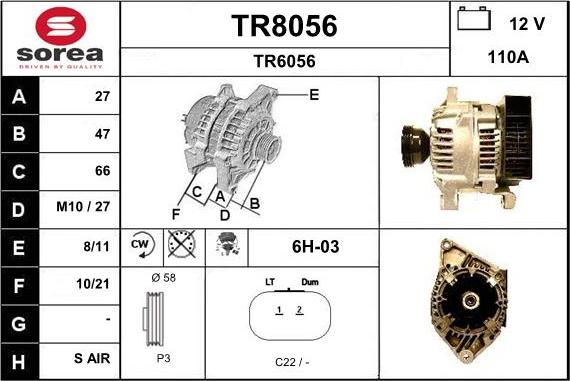 SNRA TR8056 - Генератор autozip.com.ua