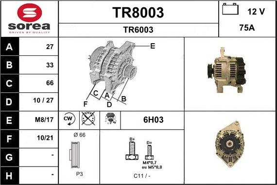 SNRA TR8003 - Генератор autozip.com.ua