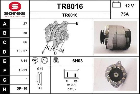 SNRA TR8016 - Генератор autozip.com.ua