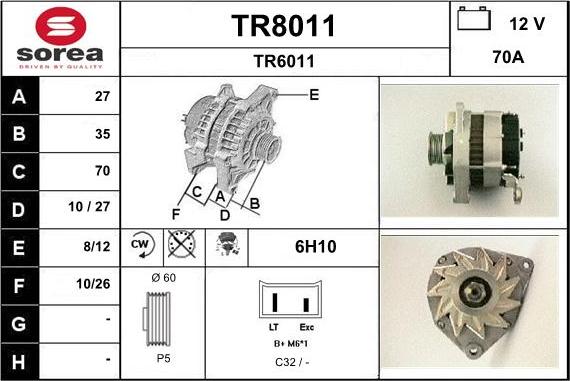 SNRA TR8011 - Генератор autozip.com.ua