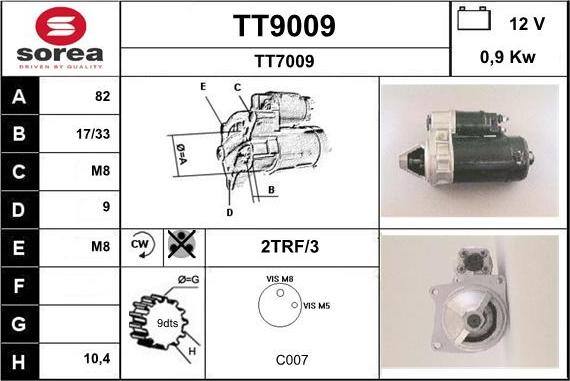 SNRA TT9009 - Стартер autozip.com.ua