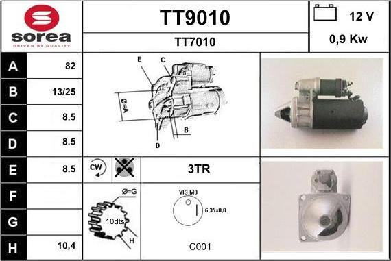 SNRA TT9010 - Стартер autozip.com.ua