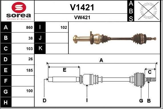 SNRA V1421 - Приводний вал autozip.com.ua