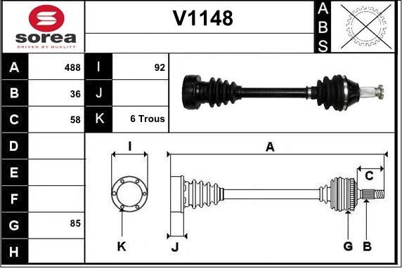 SNRA V1148 - Приводний вал autozip.com.ua