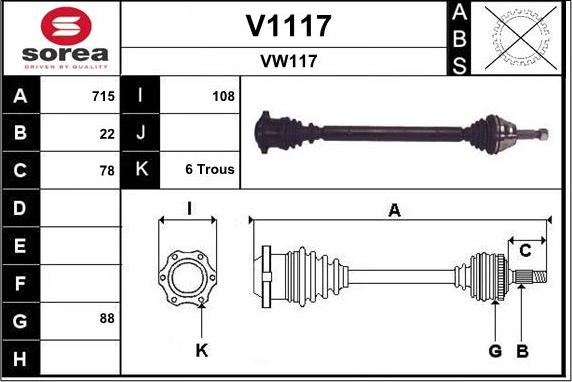 SNRA V1117 - Приводний вал autozip.com.ua