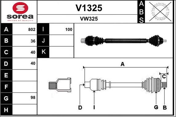 SNRA V1325 - Приводний вал autozip.com.ua