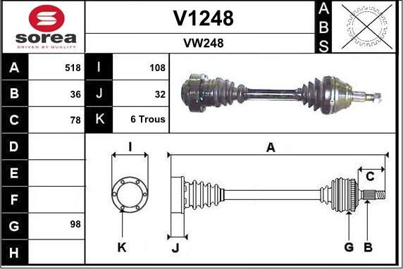 SNRA V1248 - Приводний вал autozip.com.ua