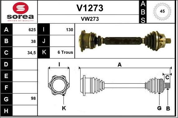 SNRA V1273 - Приводний вал autozip.com.ua