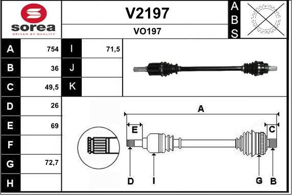 SNRA V2197 - Приводний вал autozip.com.ua