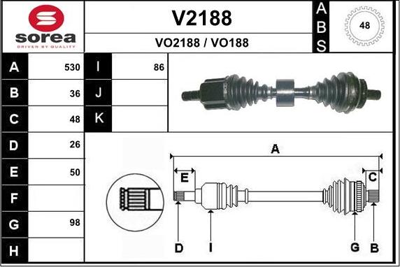 SNRA V2188 - Приводний вал autozip.com.ua