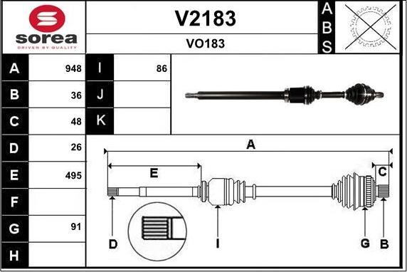 SNRA V2183 - Приводний вал autozip.com.ua