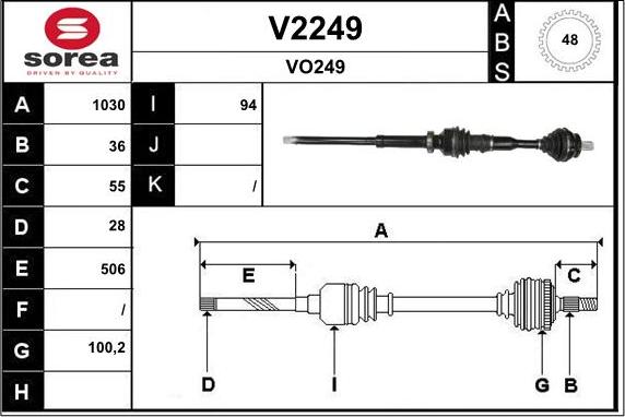 SNRA V2249 - Приводний вал autozip.com.ua