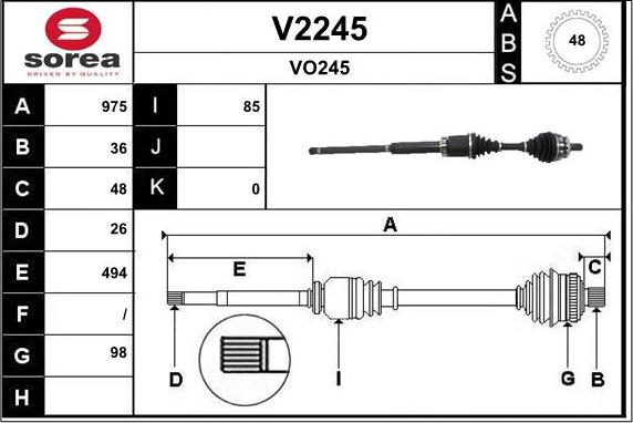 SNRA V2245 - Приводний вал autozip.com.ua