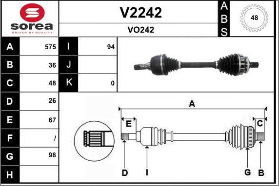 SNRA V2242 - Приводний вал autozip.com.ua