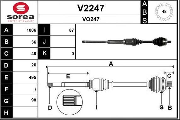 SNRA V2247 - Приводний вал autozip.com.ua