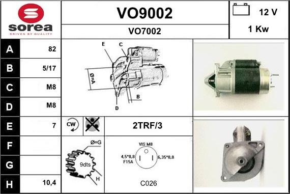 SNRA VO9002 - Стартер autozip.com.ua