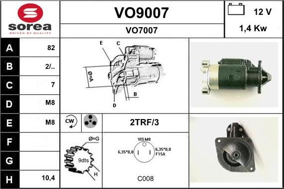 SNRA VO9007 - Стартер autozip.com.ua