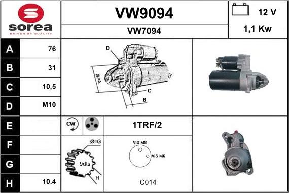 SNRA VW9094 - Стартер autozip.com.ua