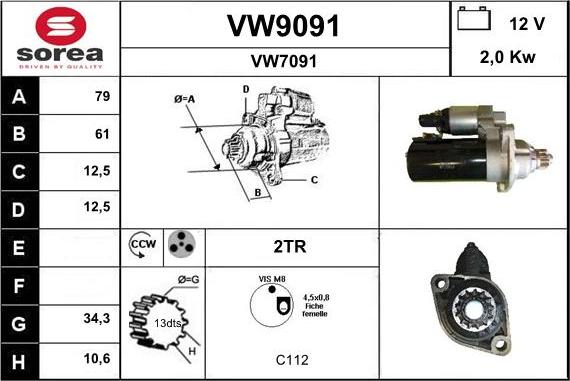 SNRA VW9091 - Стартер autozip.com.ua