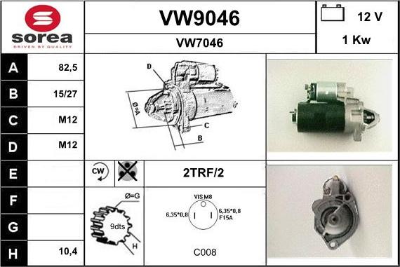 SNRA VW9046 - Стартер autozip.com.ua