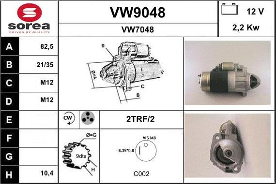 SNRA VW9048 - Стартер autozip.com.ua