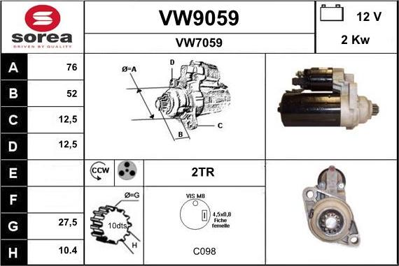 SNRA VW9059 - Стартер autozip.com.ua