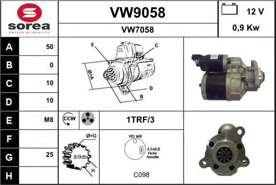 SNRA VW9058 - Стартер autozip.com.ua