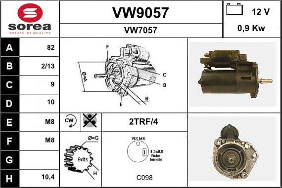 SNRA VW9057 - Стартер autozip.com.ua