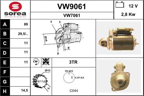 SNRA VW9061 - Стартер autozip.com.ua