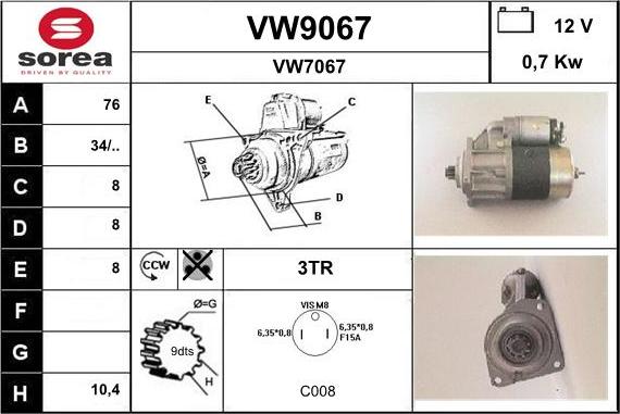 SNRA VW9067 - Стартер autozip.com.ua