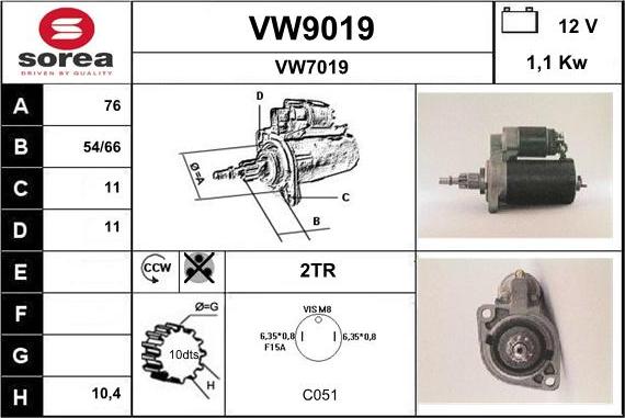 SNRA VW9019 - Стартер autozip.com.ua