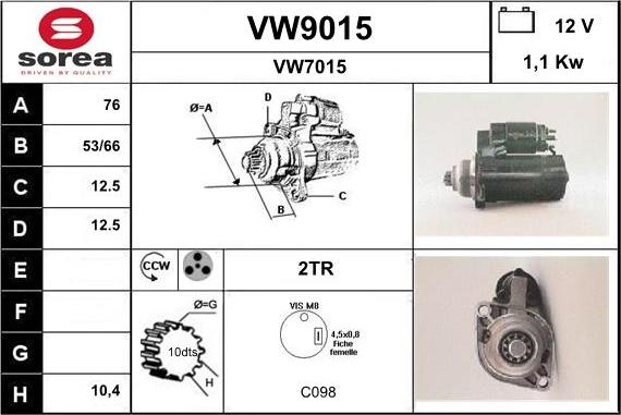 SNRA VW9015 - Стартер autozip.com.ua