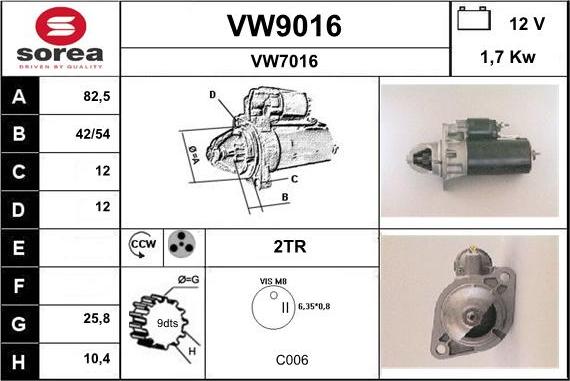 SNRA VW9016 - Стартер autozip.com.ua