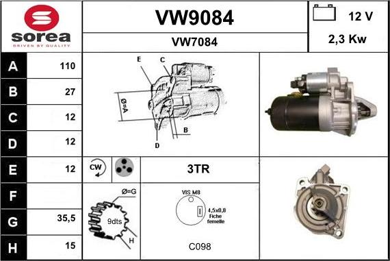 SNRA VW9084 - Стартер autozip.com.ua