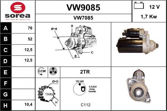 SNRA VW9085 - Стартер autozip.com.ua