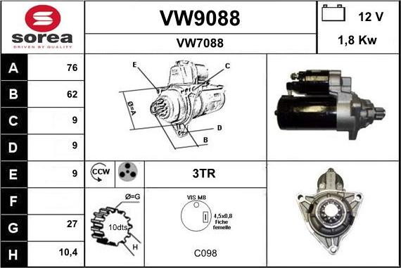 SNRA VW9088 - Стартер autozip.com.ua