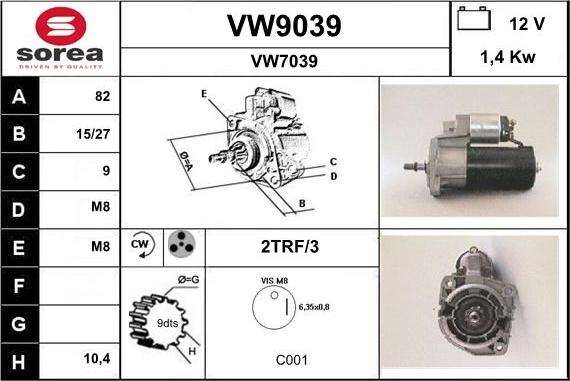 SNRA VW9039 - Стартер autozip.com.ua