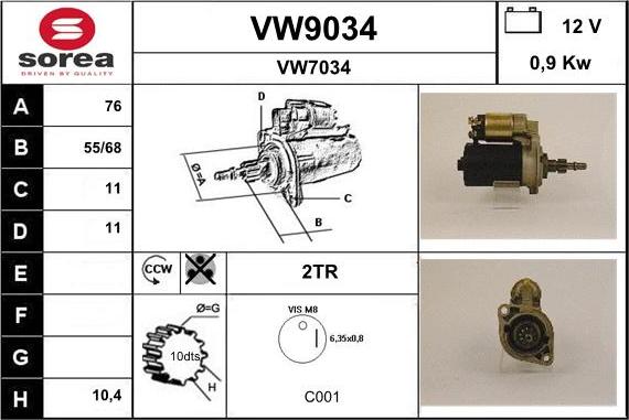 SNRA VW9034 - Стартер autozip.com.ua