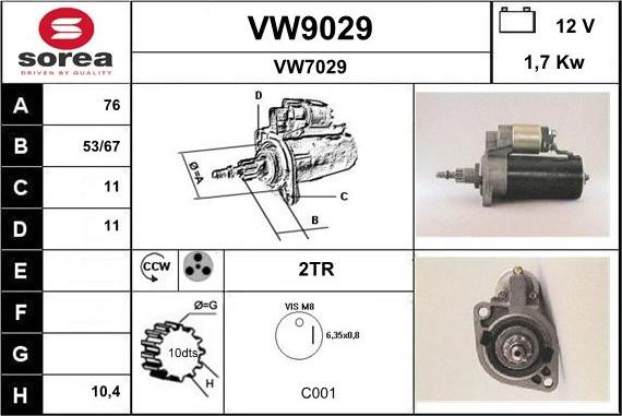 SNRA VW9029 - Стартер autozip.com.ua