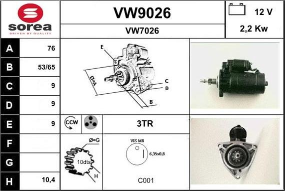 SNRA VW9026 - Стартер autozip.com.ua