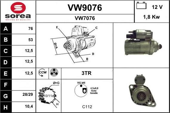 SNRA VW9076 - Стартер autozip.com.ua