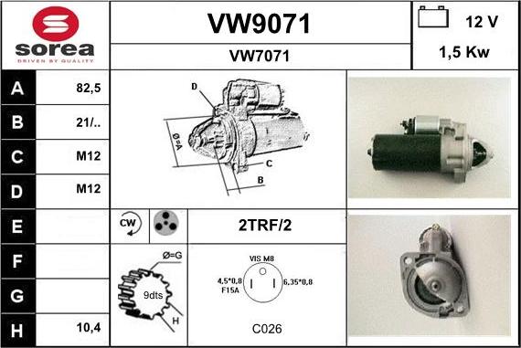 SNRA VW9071 - Стартер autozip.com.ua