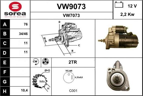 SNRA VW9073 - Стартер autozip.com.ua