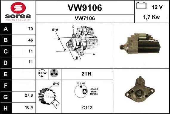 SNRA VW9106 - Стартер autozip.com.ua